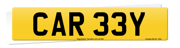 Registration number CAR 33Y